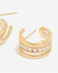 Lovisa - Waterproof Gold Plated Stainless Steel Cubic Zirconia Illusion Hoop Earrings