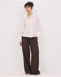 Calli - Mae Pin Tuck Sheer LS Shirt