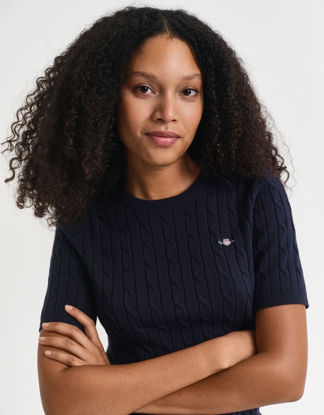 Gant - Stretch Cotton Cable Short Sleeve Knit