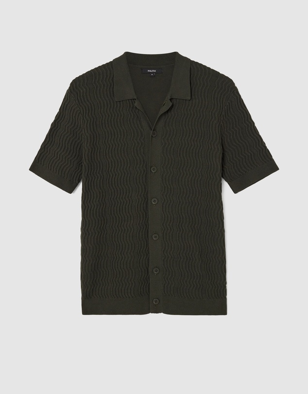 Politix - Wave Knit Button Down Short Sleeve Shirt