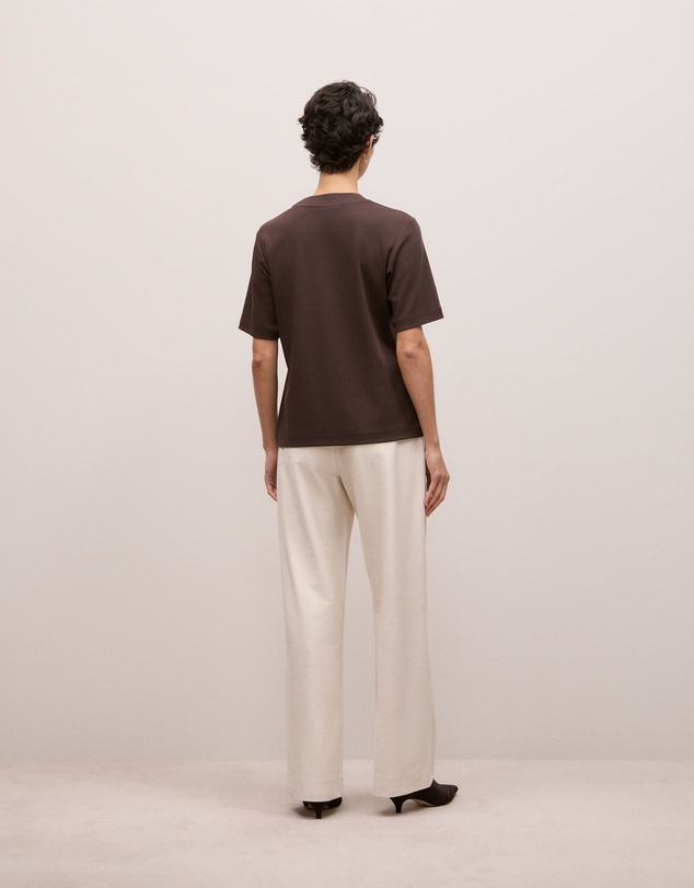 Trenery - Cotton Modal Interlock T-shirt in Coffee Bean
