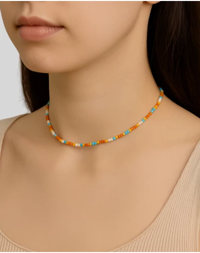 KAJA Clothing - Rainbow Glass Rice Bead Necklace-2pc