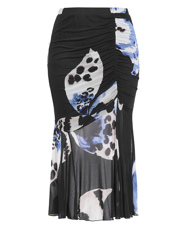 City Chic - Anna Bloom Print Ruched Skirt