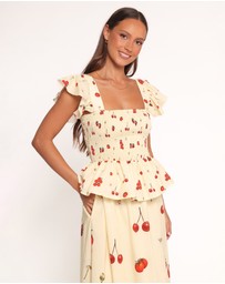 Petal & Pup - Remira Smocked Ruffle Top - Yellow Cherry