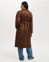 Cotton On - Faux Suede Trench Coat