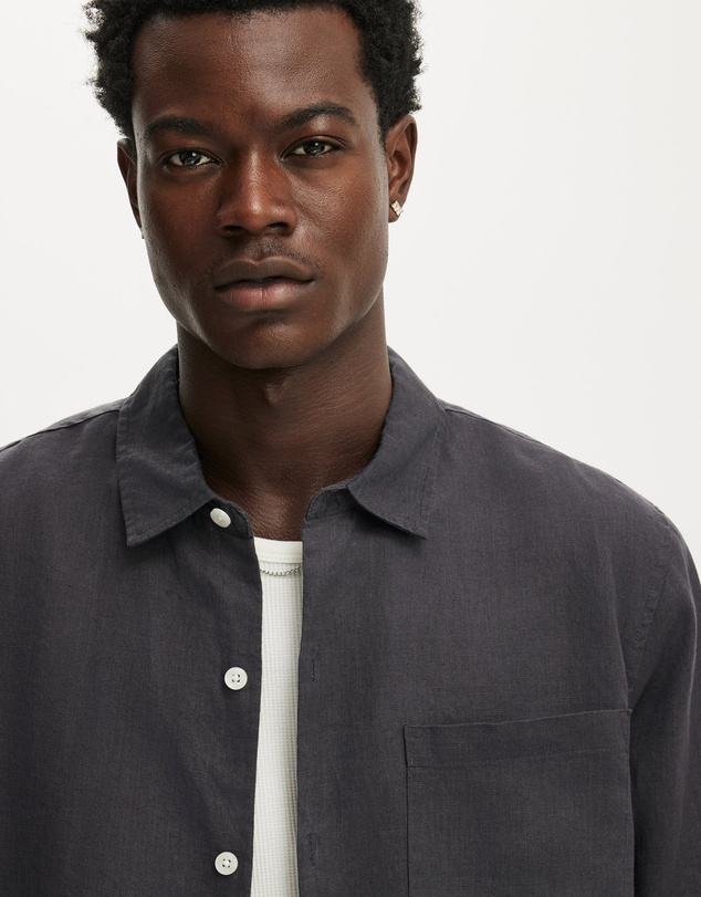Cotton On - Relaxed Linen Long Sleeve Shirt