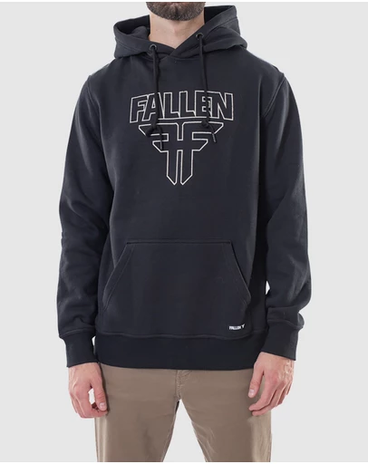 Fallen Footwear - Fallen Footwear Men Insignia Hoodie Jumper Regular Fit Black/White