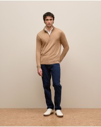 Trenery - Merino Half Zip in Camel