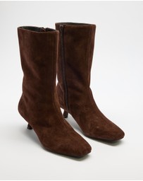 AERE - Maria Suede Kitten Heel Boots