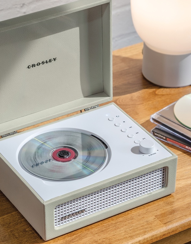 Crosley - Crosley Voyager Portable Retro CD Player with Stereo Bluetooth Speakers, FM Radio - Dune