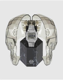 Philipp Plein - HYPER $HOCK 44MM - Silver-Tone Case - Light Display - Silver-Tone Metal Band