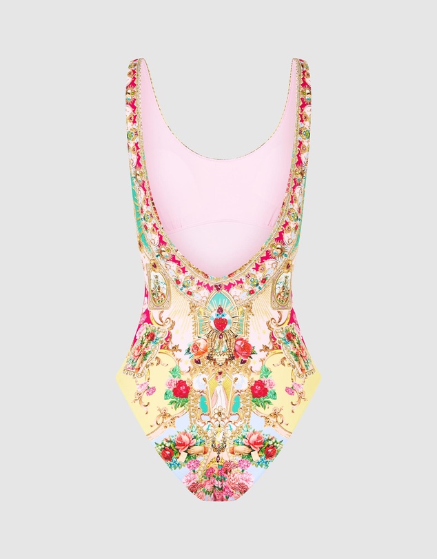 Camilla - Wide Strap Round Neck One Piece with Low Back