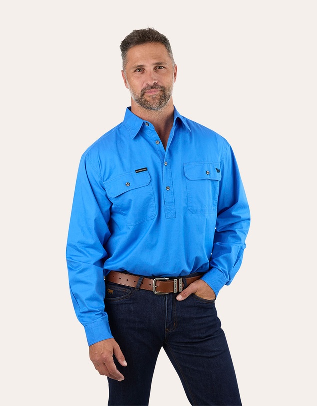 Ringers Western - King River Mens Half Button Work Shirt