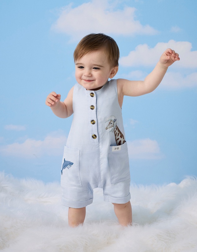 Fleur Harris - 'Heirloom Treasures' Charming Playsuit in Soft Blue