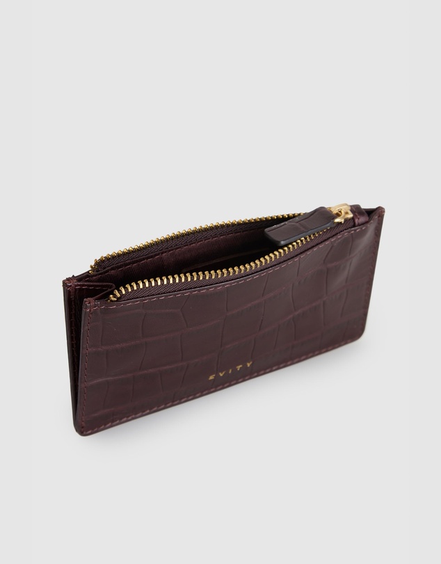 Evity - Lila Croc Emboss Leather CC Holder