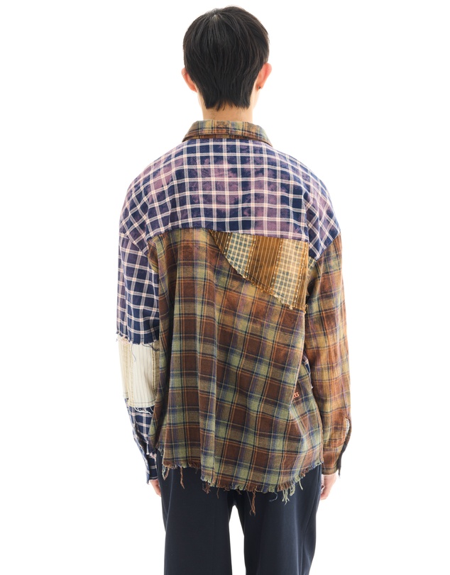 THE TALES - Reworked and Destroyed Mixed Check Shirt