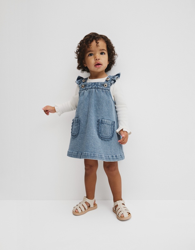 Country Road - Scallop Denim Pinafore