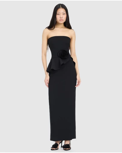 ROTATE - Long Flower Strapless Dress