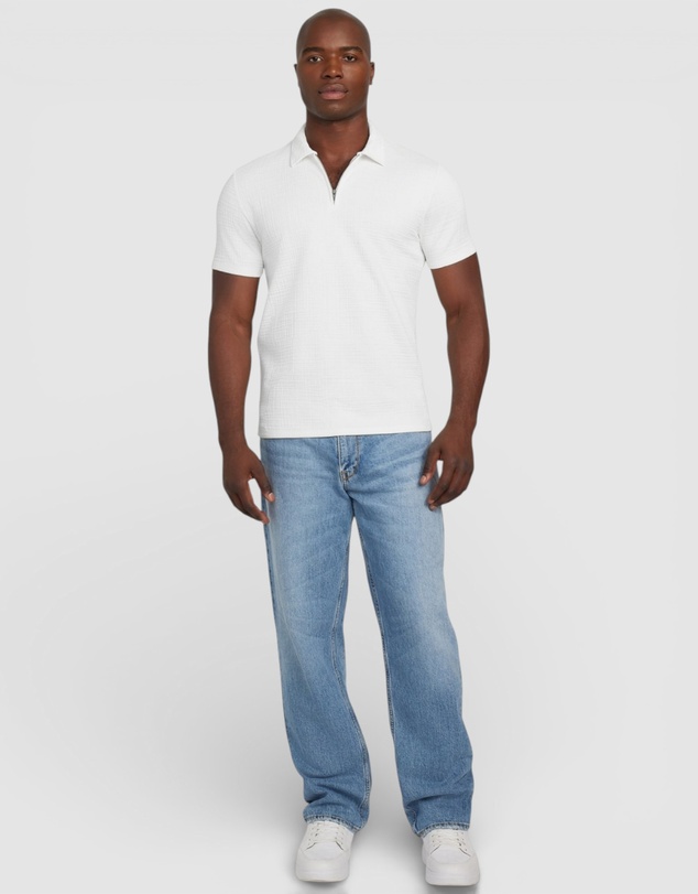 GUESS - Eco Percy Textured Zip Polo Shirt