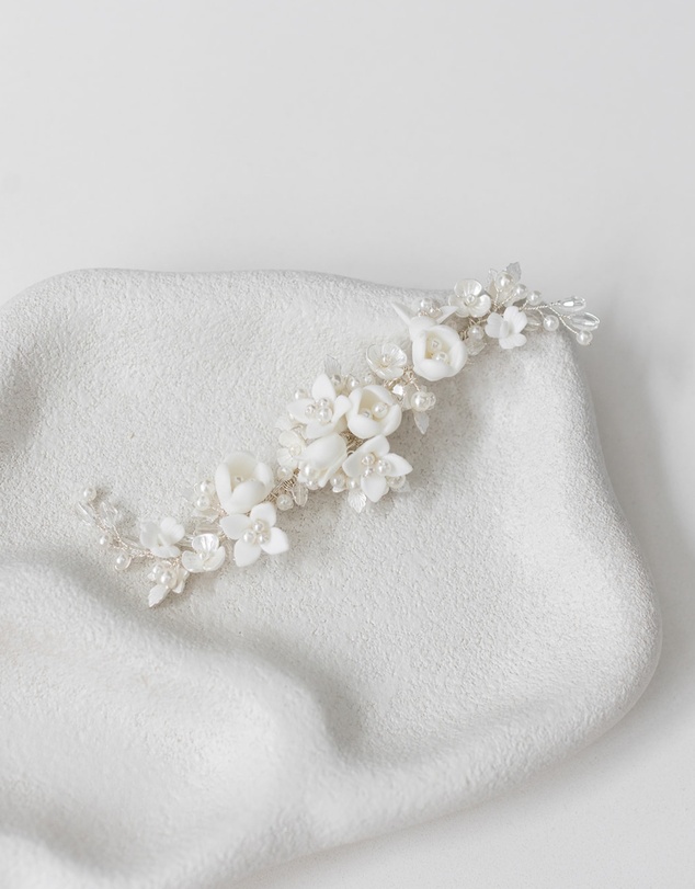 The White Collection - Caroline - Pearl Detail Silver Bridal Hair Piece