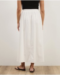 Atmos&Here - Darla Linen Blend Button Midi Skirt