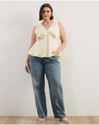 Atmos&Here Curvy - Sylvie Satin Lace Trim Top