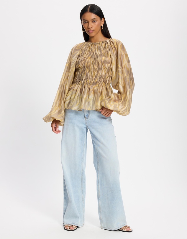 & Other Stories - Balloon-Sleeve Smocked Blouse