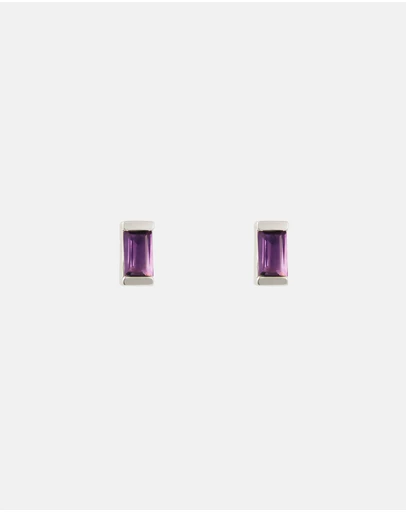 Kirstin Ash - Baguette Birthstone Studs February - Amethyst