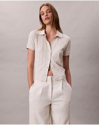 Calvin Klein Jeans - Allover Monogram Logo Jacquard Polo Top