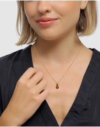 Elli Jewelry - Necklace Agate Circle 925 Sterling Silver Gold-Plated
