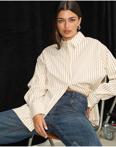 Brown & White Stripe