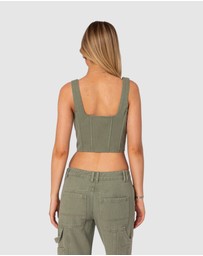 EDIKTED - Lottie Washed Denim Zip Corset