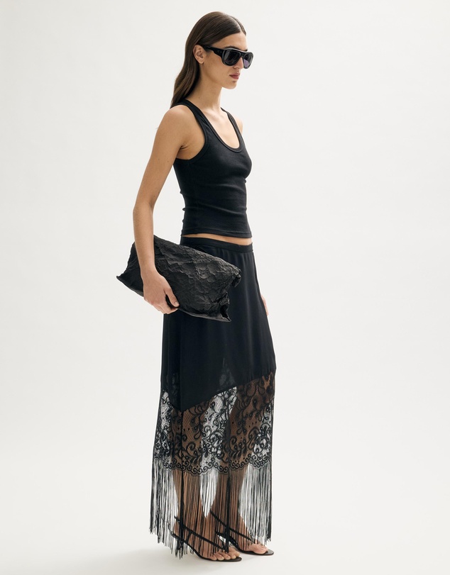 Minima Esenciales - Pia Fringe Lace Midi Skirt