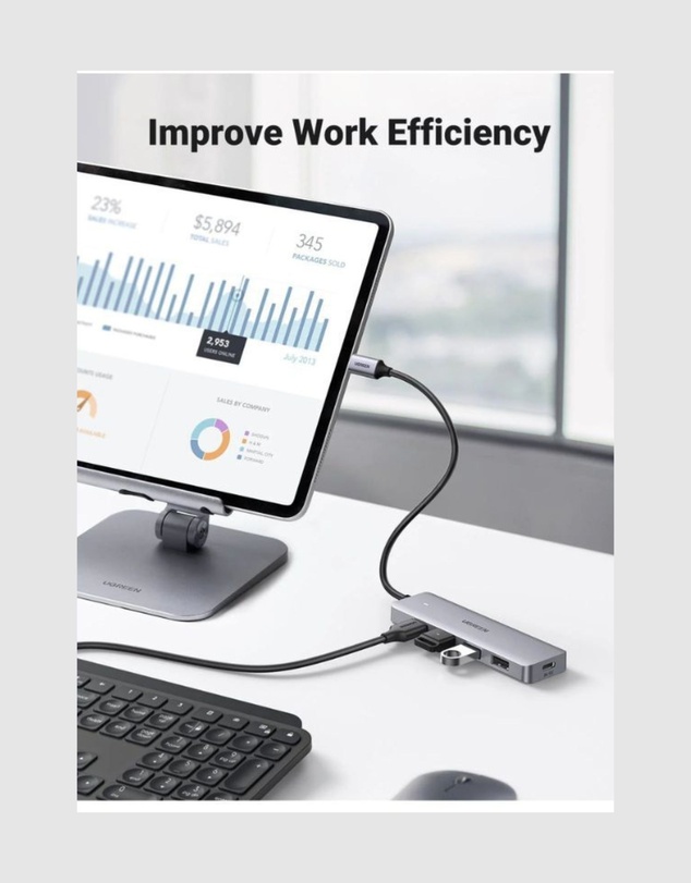 Ugreen - UGREEN 4 Ports USB C Hub Silver
