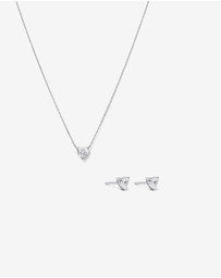 Michael Hill - Cubic Zirconia Heart Stud Earrings and Necklace Set in Sterling Silver