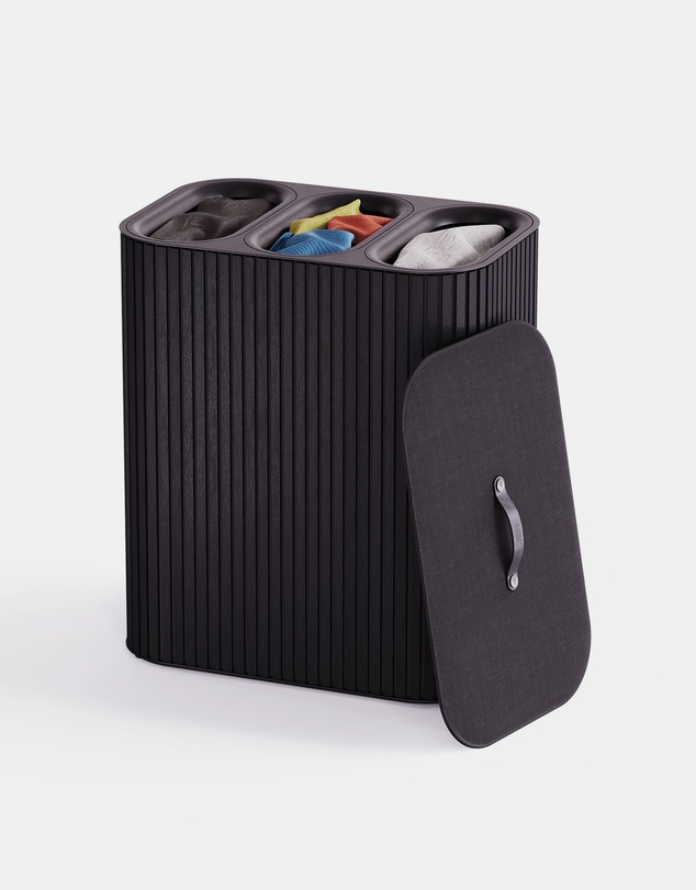 Joseph Joseph - Tota Trio Luxe 90L Easy-empty Bamboo Laundry Basket (Carbon Black)