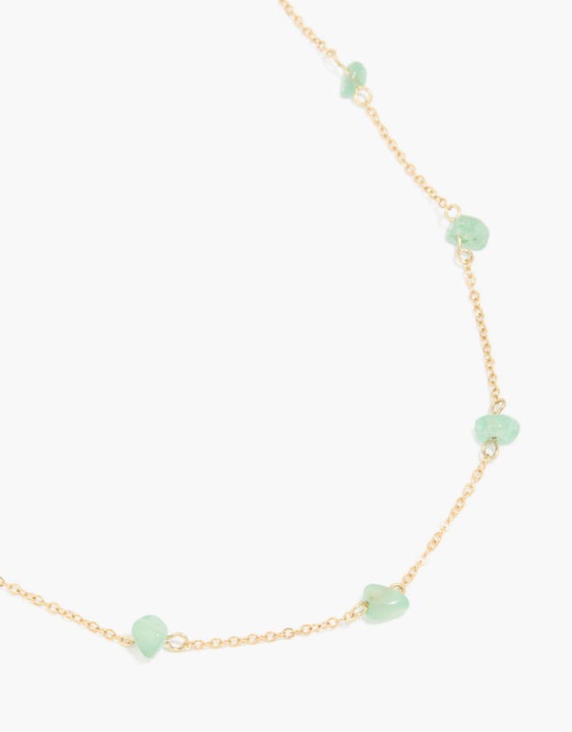 Lovisa - Waterproof Gold Plated Stainless Steel Green Semi Precious Stone Chip Necklace