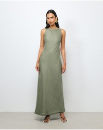 AERE - Jaida Bias Linen Slip Dress