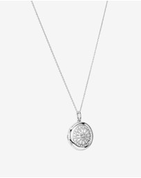 Michael Hill - Diamond Accent Engraved Round Locket With Chain in Sterling Silver