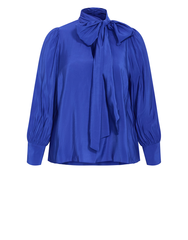 City Chic - Plus size Kenzie Neck Tie Top - ocean blue