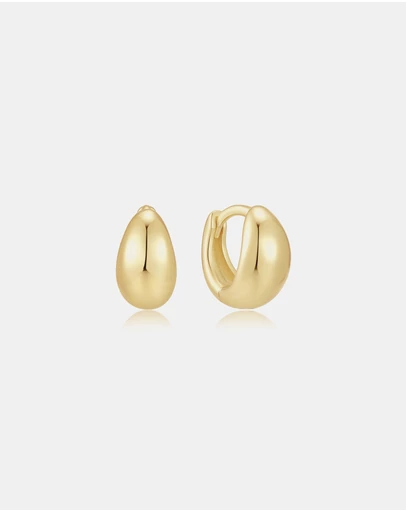 Ania Haie - Gold Organic Dome Pebble Huggie Hoop Earrings