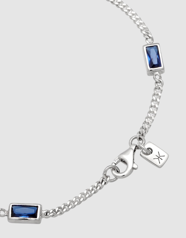 Kuzzoi - ICONIC EXCLUSIVE - Curb Chain Bracelet with Sapphire in 925 Sterling Silver