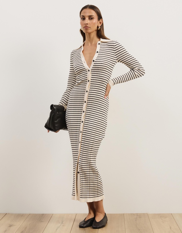 Atmos&Here - Jacie Long Sleeve Knit Stripe Dress