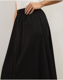 Atmos&Here - Darla Linen Blend Button Midi Skirt