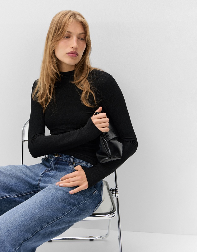 UNISON - Metallic Mock Neck Top