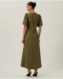 Tussah - Zoe Pintuck Detail Flutter Sleeve Midi Dress