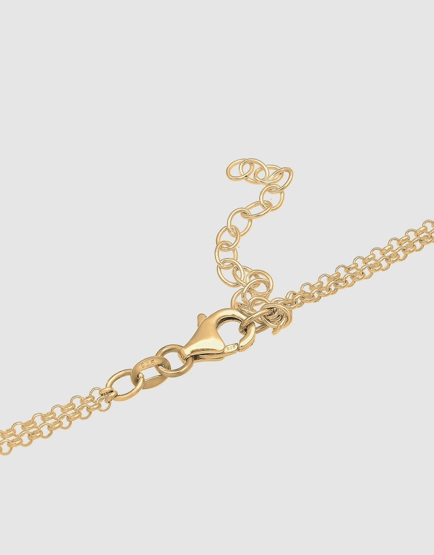 Elli Jewelry - Necklace Layer Platelets Coral Red 925 Silver Gold Plated