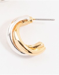 Lovisa - Mixed Metals Cross Hoop Stud Earrings