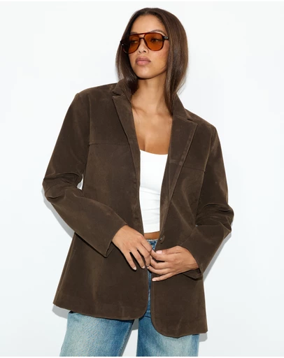 Dazie - Hallie Faux Suede Tailored Blazer
