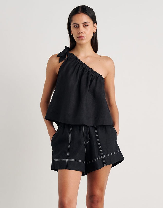 Jag - Ariel One Shoulder Linen Top